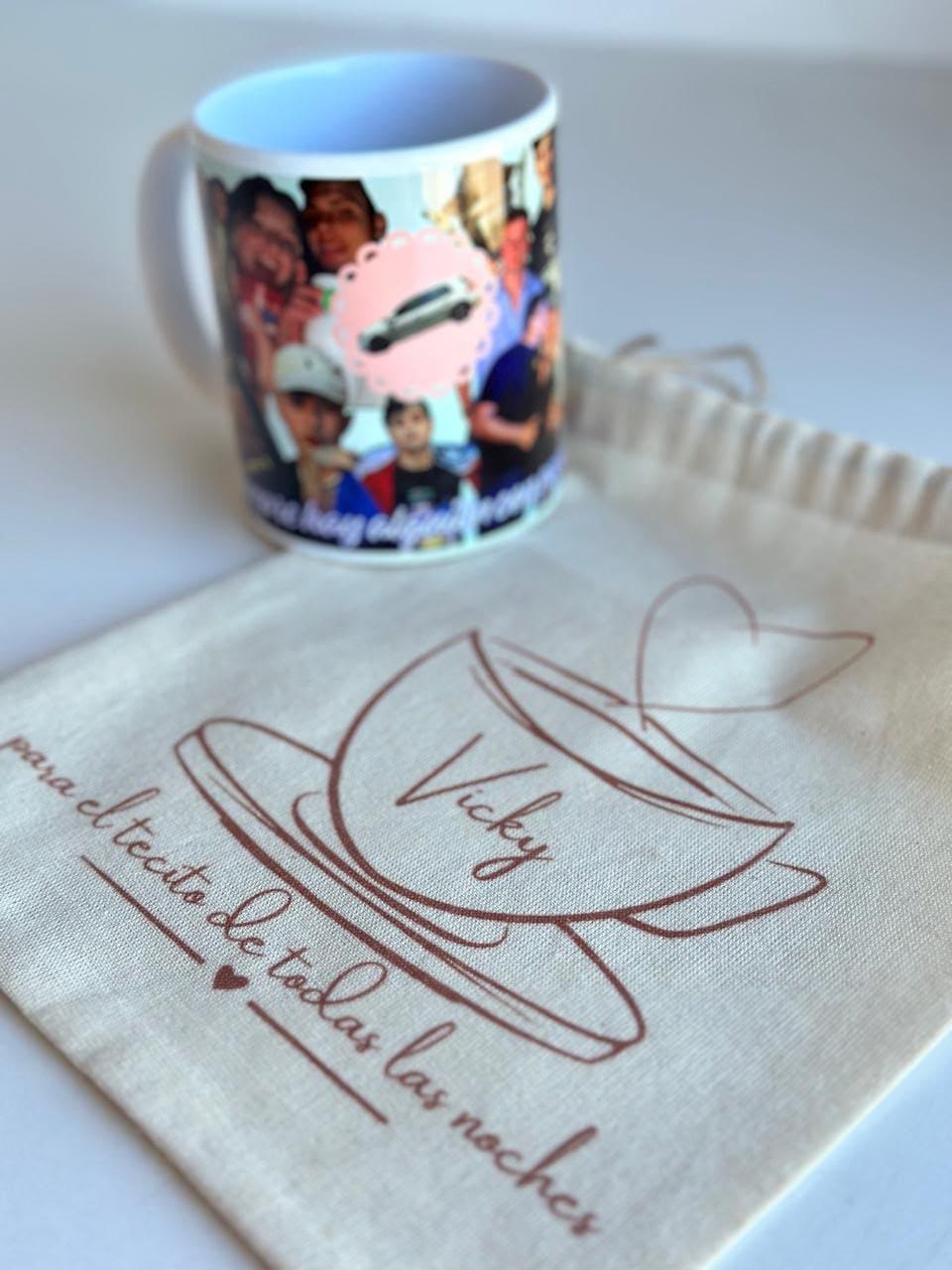 Taza con fotos personalizada y bolsita de regalo